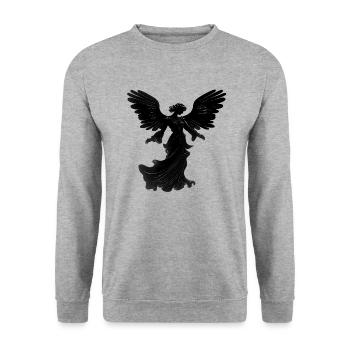 Black Silhouette Of Flying Angel - Unisex Sweatshirt - salt & pepper - Front - Alina (178cm) & Michal (187cm)