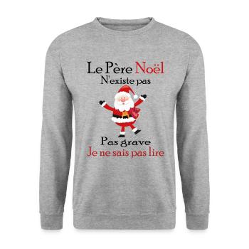 Le Père Noël N'existe Pas - Sweat-shirt Unisexe - gris chiné - Devant - Alina (178cm) & Michal (187cm)