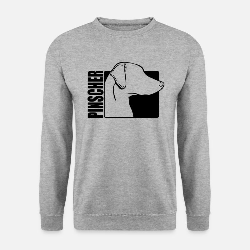 Pinscher Profil Hunde Hund Wilsigns - Unisex Pullover - Weißgrau meliert