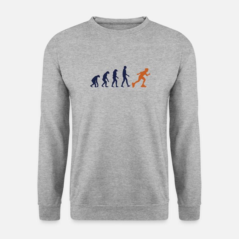 Skater Evolution Retro Rollschuhfahren Entwicklung - Unisex Pullover - Weißgrau meliert