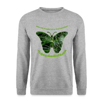ackerschachtelhalm schmetterling - Unisex Pullover - Weißgrau meliert - Vorne - Alina (178cm) & Michal (187cm)