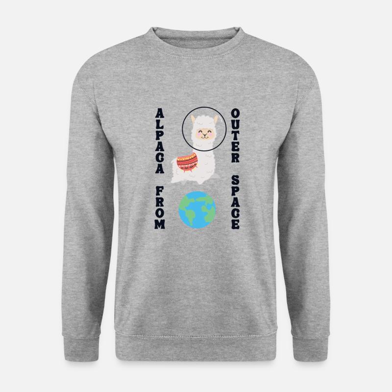 Alpaca From Outer Space Huacaya Pako Lama Alpaka - Unisex Pullover - Weißgrau meliert