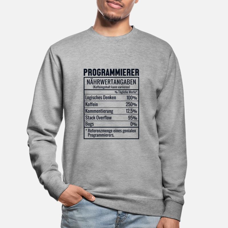 Programmierer Nährwertangaben Developer Coder Unisex Pullover