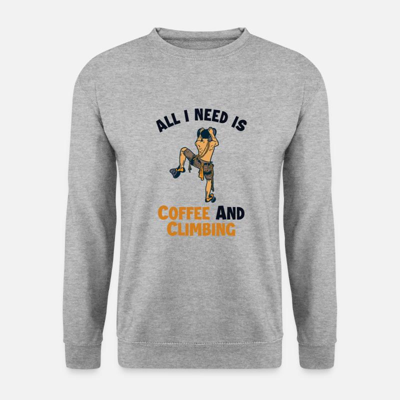 Coffee and Climbing Alpinklettern Sportklettern - Unisex Pullover - Weißgrau meliert