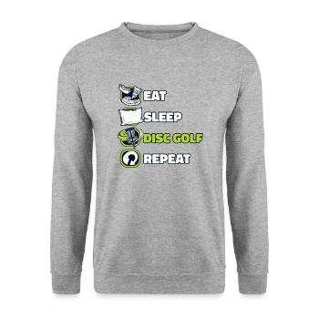 Eat Sleep Disc Golf Repeat Basket Disc Disc - Unisex Sweatshirt - salt & pepper - Front - Alina (178cm) & Michal (187cm)