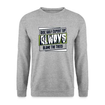 Disc Golf Expert Tip Always Blame The Trees - Unisex Sweatshirt - salt & pepper - Front - Alina (178cm) & Michal (187cm)