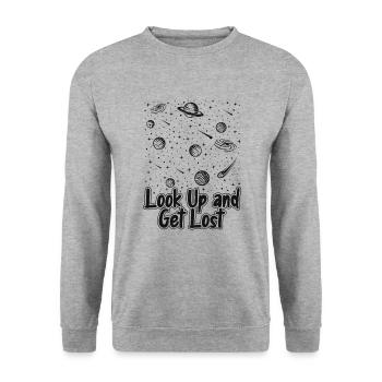 Levez les yeux et perdez-vous Astronomie Photographe Cosmologiste - Sweat-shirt Unisexe - gris chiné - Devant - Alina (178cm) & Michal (187cm)