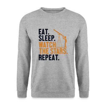 Eat Sleep Watch The Stars Repeat Cosmologist - Unisex Sweatshirt - salt & pepper - Front - Alina (178cm) & Michal (187cm)