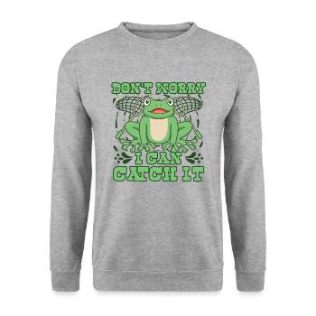 Don't Worry I Can Catch It Laubfrosch Kröte - Unisex Pullover - Weißgrau meliert - Vorne - Alina (178cm) & Michal (187cm)