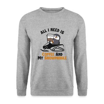 Le café et mon conducteur de motoneige - Sweat-shirt Unisexe - gris chiné - Devant - Alina (178cm) & Michal (187cm)