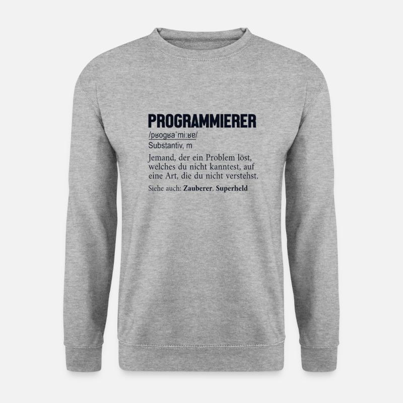 Programmierer Definition Developer Coder - Unisex Pullover - Weißgrau meliert