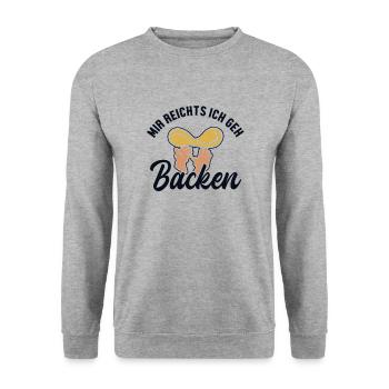 Mir reichts ich geh Pizza backen Pizzaofen Pizza - Unisex Pullover - Weißgrau meliert - Vorne - Alina (178cm) & Michal (187cm)