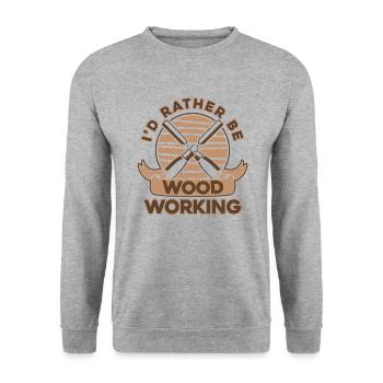 I'd Rather Be Woodworking Schreiner Carpenter - Unisex Pullover - Weißgrau meliert - Vorne - Alina (178cm) & Michal (187cm)