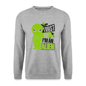 Croyez-moi, je suis une conspiration extraterrestre d’ovnis - Sweat-shirt Unisexe - gris chiné - Devant - Alina (178cm) & Michal (187cm)