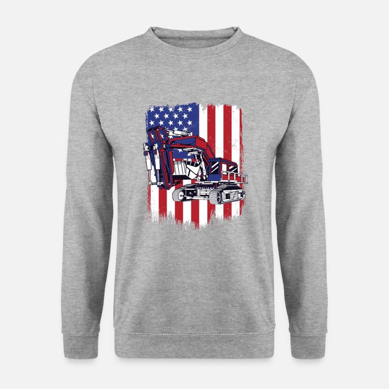 Excavator Seilbagger Raupenbagger Baggerführer - Unisex Pullover - Weißgrau meliert