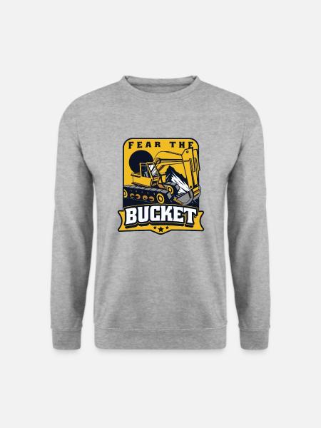 Fear The Bucket Seilbagger Raupenbagger - Unisex Pullover - Weißgrau meliert