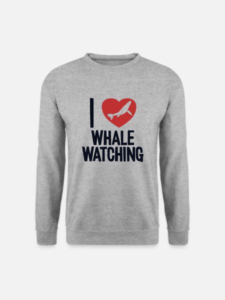 Ich liebe Walbeobachtung Blauer Beluga-Cachalot-Wal - Unisex Pullover - Weißgrau meliert