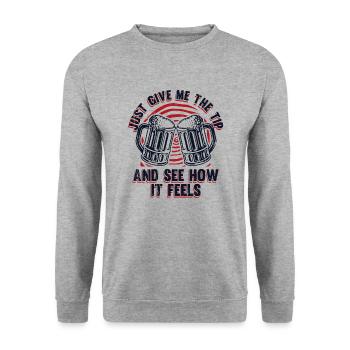 Donnez-moi juste le conseil et voyez comment ça se sent Barman - Sweat-shirt Unisexe - gris chiné - Devant - Alina (178cm) & Michal (187cm)
