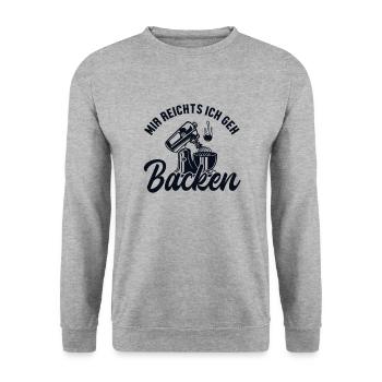 Mir reichts ich geh Backen Hobbybäcker Bäckerei - Unisex Pullover - Weißgrau meliert - Vorne - Alina (178cm) & Michal (187cm)