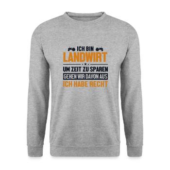 Landwirt hat immer Recht Bauer Landwirtschaft - Unisex Pullover - Weißgrau meliert - Vorne - Alina (178cm) & Michal (187cm)