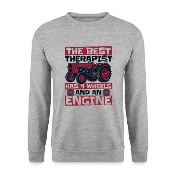 The Best Therapist Has 4 Wheels Bauer Biobauer - Unisex Sweatshirt - salt & pepper - Front - Alina (178cm) & Michal (187cm)