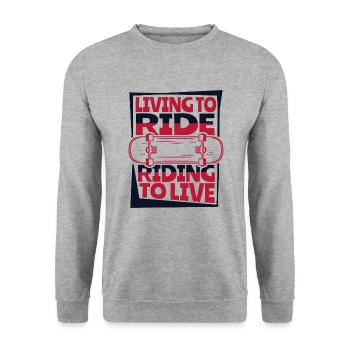 Living To Ride Riding To Live Skaterboy Skatepark - Unisex Sweatshirt - salt & pepper - Front - Alina (178cm) & Michal (187cm)