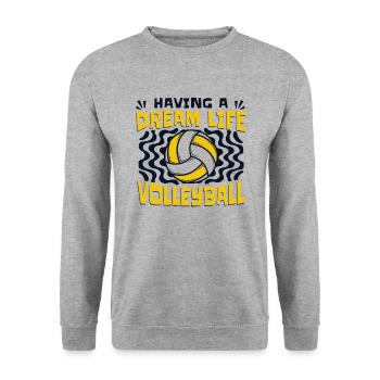Having A Dream Life Volleyballerin Volleyball - Unisex Pullover - Weißgrau meliert - Vorne - Alina (178cm) & Michal (187cm)