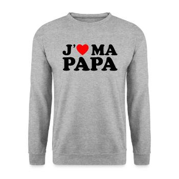 J'aime Mon Papa Cadeau Fête des Pères Coeur Rouge - Sweat-shirt Unisexe - gris chiné - Devant - Alina (178cm) & Michal (187cm)