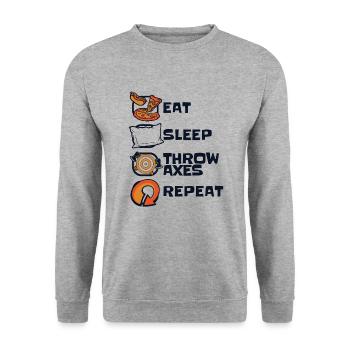 Manger Dormir Lancer Haches Répéter Hache Lancer Jeu Hache - Sweat-shirt Unisexe - gris chiné - Devant - Alina (178cm) & Michal (187cm)