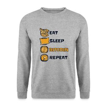 Eat Sleep Bitcoin Repeat Crypto-monnaie Blockchain - Sweat-shirt Unisexe - gris chiné - Devant - Alina (178cm) & Michal (187cm)