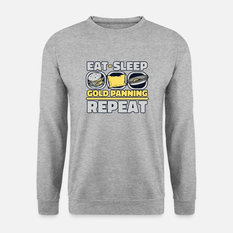 Eat Sleep Gold Panning Repeat Prospecting Miner - Unisex Pullover - Weißgrau meliert