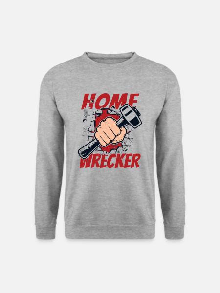 Hauszerstörer Heimwerkerhaus Abrisshaus - Unisex Pullover - Weißgrau meliert