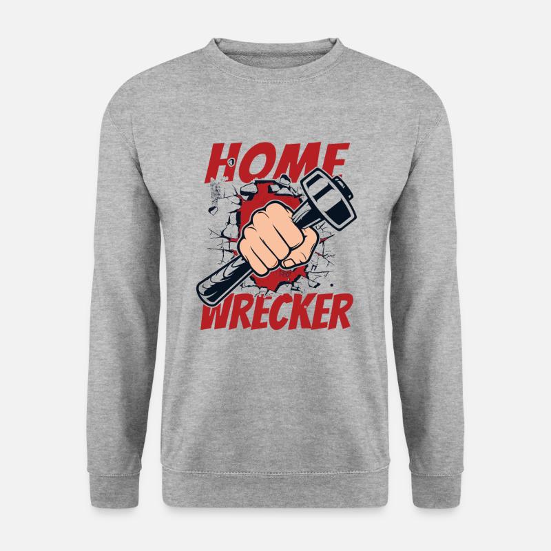 Hauszerstörer Heimwerkerhaus Abrisshaus - Unisex Pullover - Weißgrau meliert