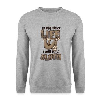 In meinem nächsten Leben werde ich ein Faultier sein Pilosa Folivora - Unisex Pullover - Weißgrau meliert - Vorne - Alina (178cm) & Michal (187cm)