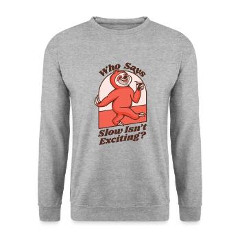Wer sagt, dass langsam nicht aufregend ist Pilosa Folivora - Unisex Pullover - Weißgrau meliert - Vorne - Alina (178cm) & Michal (187cm)