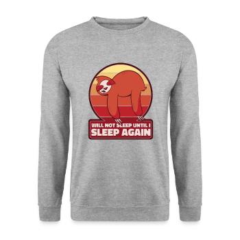 Ich werde nicht schlafen, bis ich wieder schlafe Pilosa - Unisex Pullover - Weißgrau meliert - Vorne - Alina (178cm) & Michal (187cm)