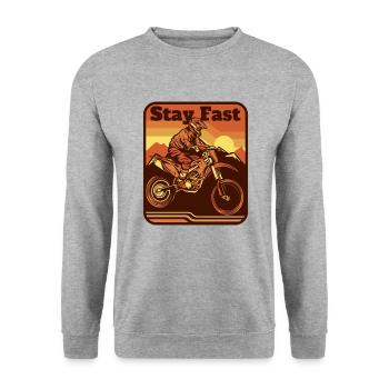Stay Fast Motorcycle Racing Supermoto Riders - Unisex Sweatshirt - salt & pepper - Front - Alina (178cm) & Michal (187cm)