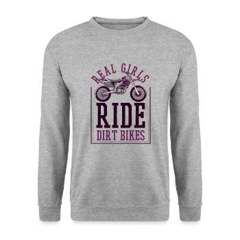 Echte Mädchen fahren Dirtbikes Supermoto Motorrad - Unisex Pullover - Weißgrau meliert - Vorne - Alina (178cm) & Michal (187cm)