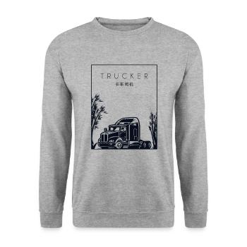 Trucker Chinese Hanzi Trucker Truckie Legends - Unisex Sweatshirt - salt & pepper - Front - Alina (178cm) & Michal (187cm)