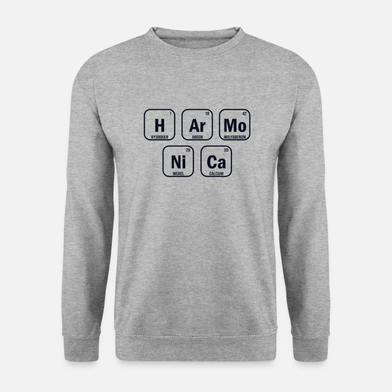 Mundharmonika-Periodensystem der harmonischen Elemente - Unisex Pullover - Weißgrau meliert