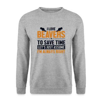 Amoureux du castor Supposons que je sois tout au nord - Sweat-shirt Unisexe - gris chiné - Devant - Alina (178cm) & Michal (187cm)