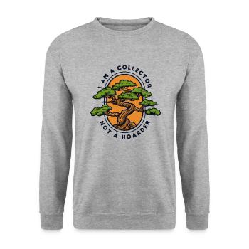Ich bin ein Sammler, kein Messie, Bonsai-Töpfe-Penjing - Unisex Pullover - Weißgrau meliert - Vorne - Alina (178cm) & Michal (187cm)