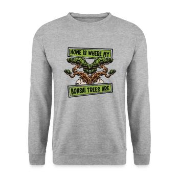 Zuhause ist, wo meine Bonsai Bäume sind Penjing Bonsai - Unisex Pullover - Weißgrau meliert - Vorne - Alina (178cm) & Michal (187cm)