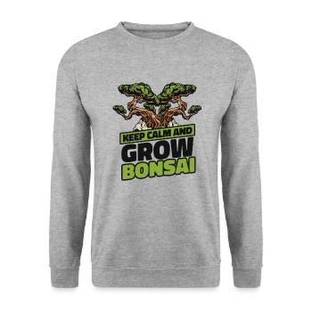 Keep Calm And Grow Bonsai Bonsai Pots Penjing - Unisex Sweatshirt - salt & pepper - Front - Alina (178cm) & Michal (187cm)