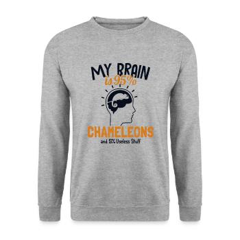 Mon cerveau est composé à 95% de caméléons Veiled Panther Lover - Sweat-shirt Unisexe - gris chiné - Devant - Alina (178cm) & Michal (187cm)