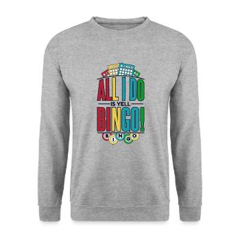 Alles, was ich tue, ist zu schreien Bingo Professioneller Anrufer - Unisex Pullover - Weißgrau meliert - Vorne - Alina (178cm) & Michal (187cm)