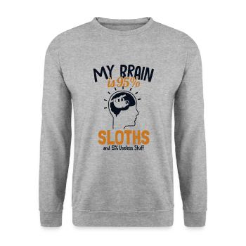 My Brain is 95% Sloths Pilosa Folivora - Unisex Sweatshirt - salt & pepper - Front - Alina (178cm) & Michal (187cm)