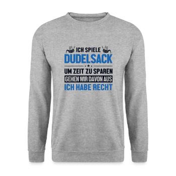 Dudelsackspieler hat immer Recht Blowpipe Player - Sweat-shirt Unisexe - gris chiné - Devant - Alina (178cm) & Michal (187cm)