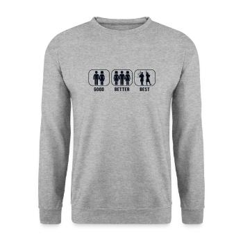 Good Better Best Bagpipe Great Highland Blowpipe - Unisex Sweatshirt - salt & pepper - Front - Alina (178cm) & Michal (187cm)