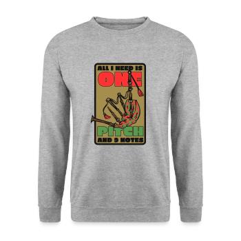 Alles, was ich brauche, ist eine Tonhöhe und 9 Noten Blasrohr - Unisex Pullover - Weißgrau meliert - Vorne - Alina (178cm) & Michal (187cm)